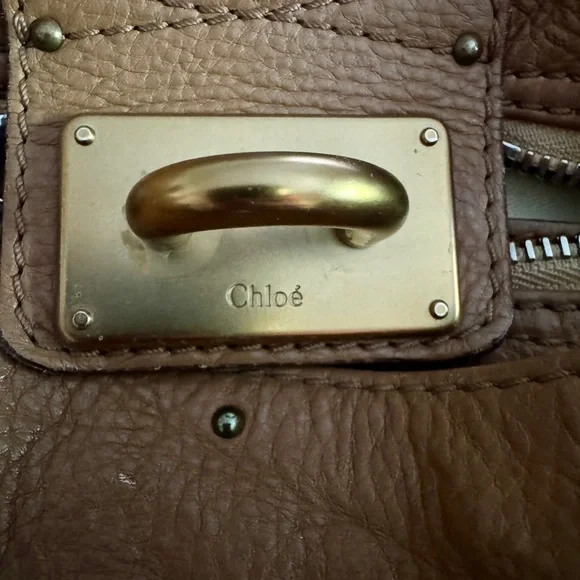 Chloe Brown and Gold Satchel with Vintage Appeal - Picture 4 of 12